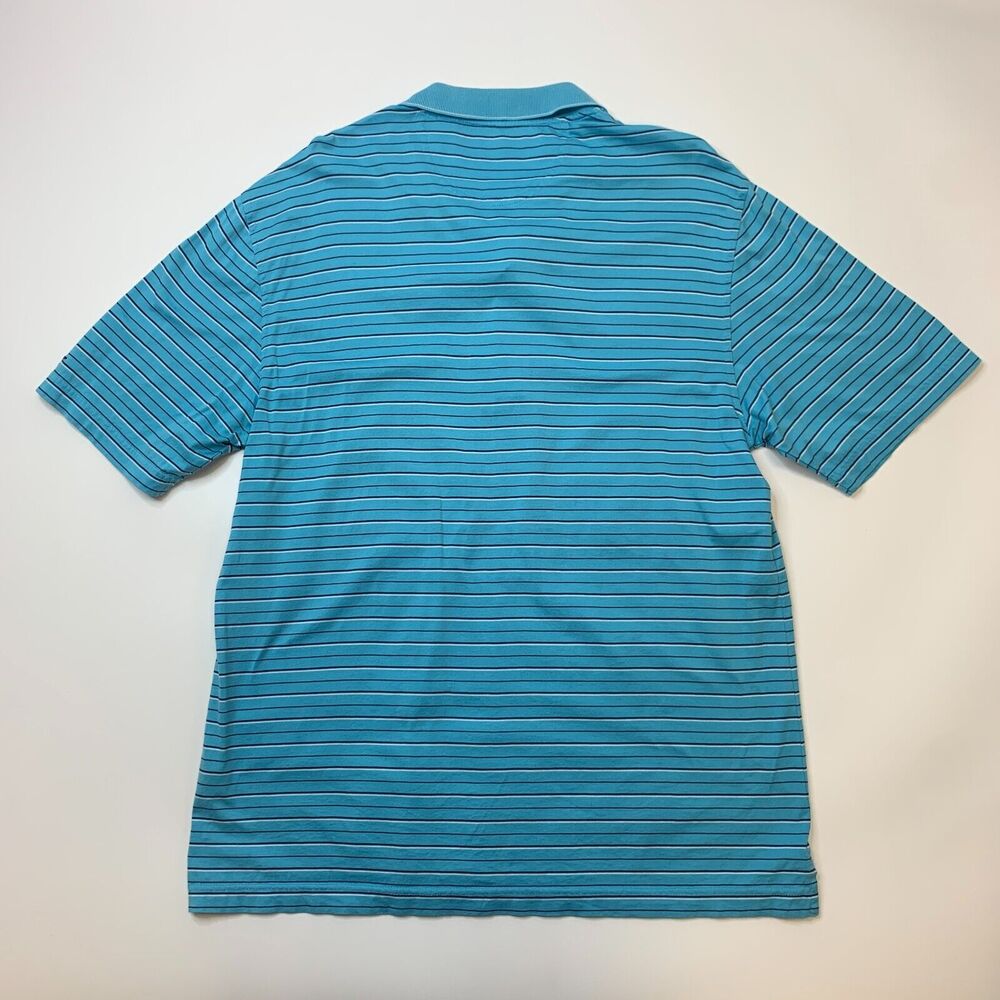 Greg Norman Golf Shirt Mens M Medium Aqua Blue Striped Polo Breathable Cotton - Picture 3 of 8